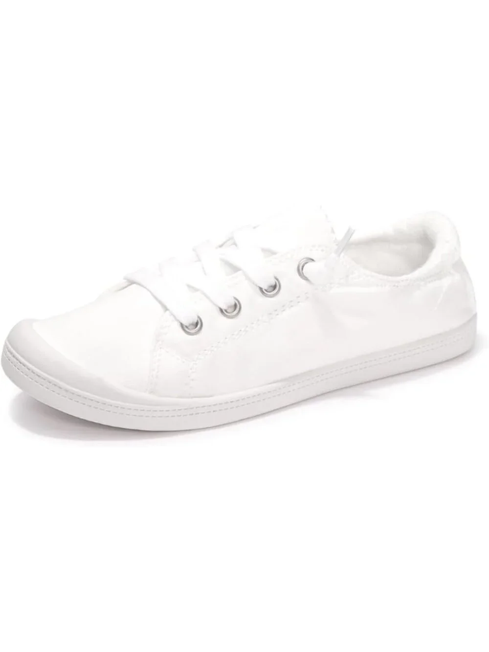 Women's White Comfortable Lace-Up Flat Breathable Walking Casual Sneakers